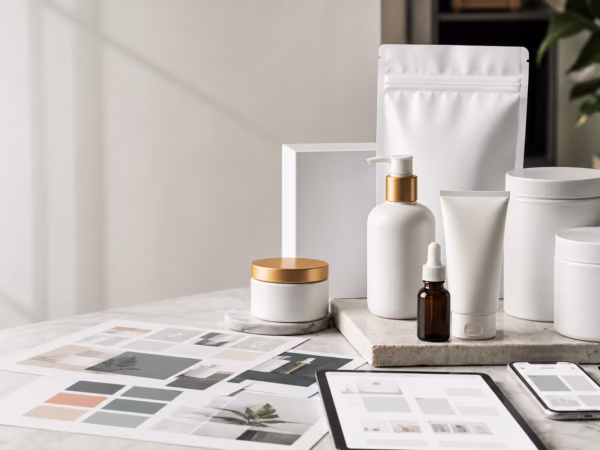 packaging and brand identity designer creating ecommerce packaging mockups and brand visuals