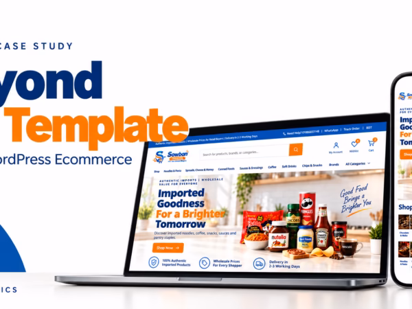 Custom WordPress ecommerce case study showing the Sowban storefront on desktop and mobile